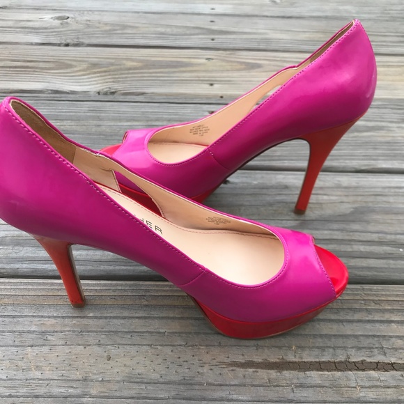 Marc Fisher Women Heels Shoes Open Toe Pink Red - Picture 3 of 8